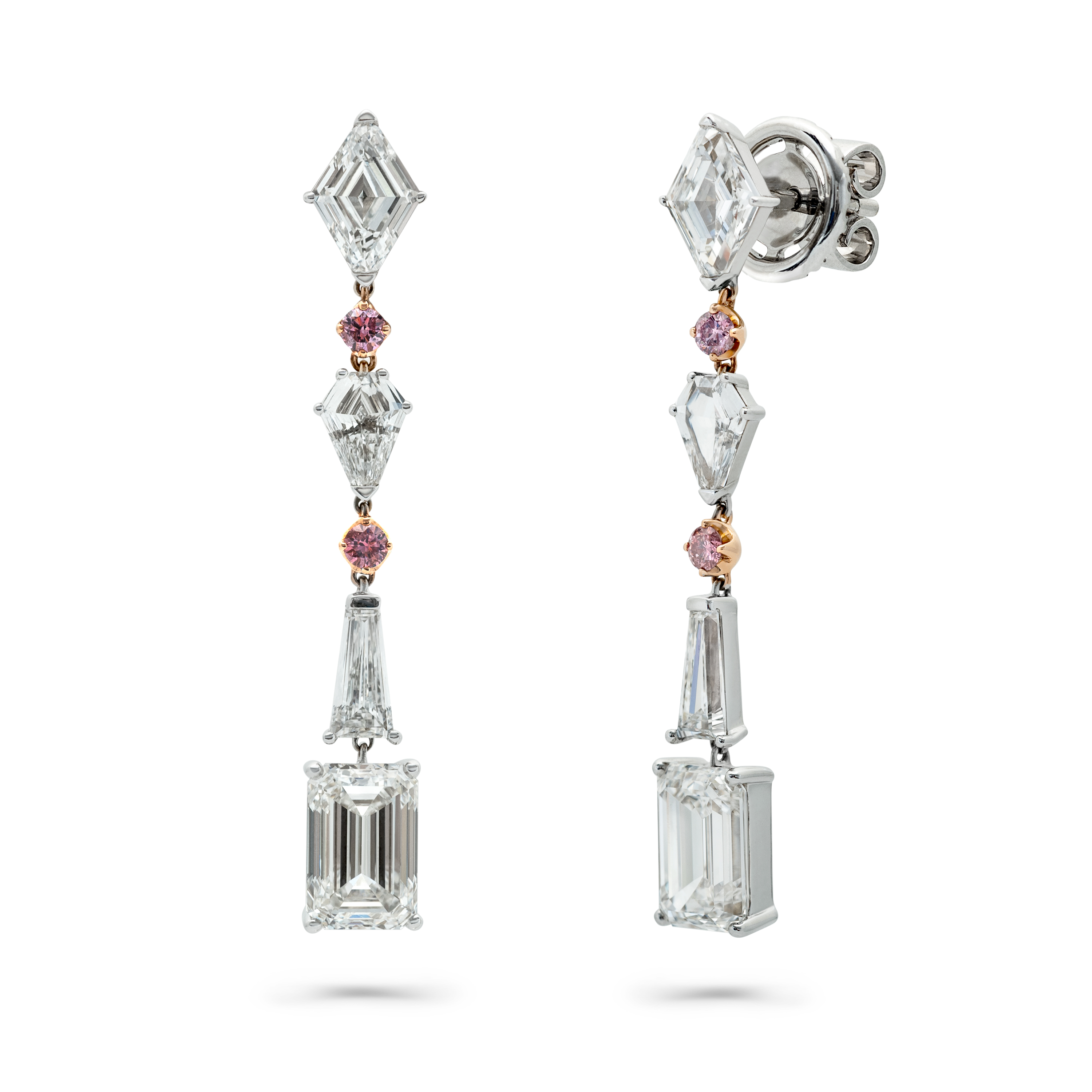 Kite and Baguette Diamond Drop Earrings